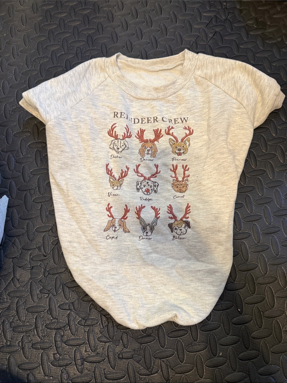 Dog shirt Reindeer Crew Short Sleeve Tee - Heather Gray